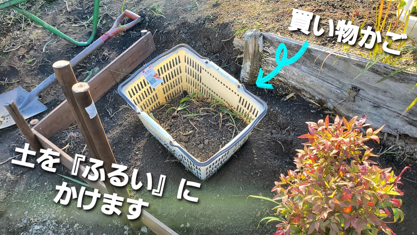 つりきっぷのガーデニング奮闘日記 花壇を再生します 枠をブロックから木に変更 雑草や花を全て抜く 買い物カゴでふるいにかける 自作の再生土を混ぜる で何を植えようか 春まで待つかな Youtube つりきっぷ Turikipp 芝生