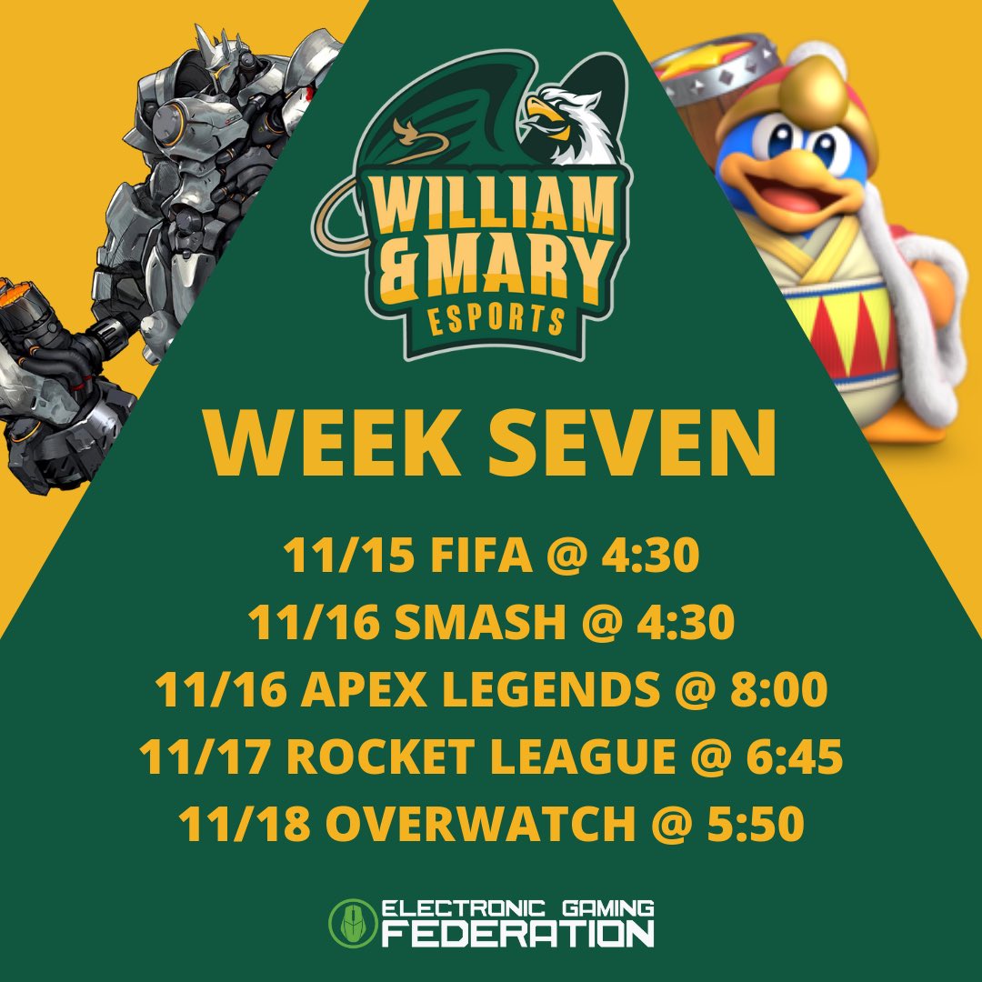 Week Seven of competition starts tomorrow with FIFA! Check back daily for time reminders and twitch links!