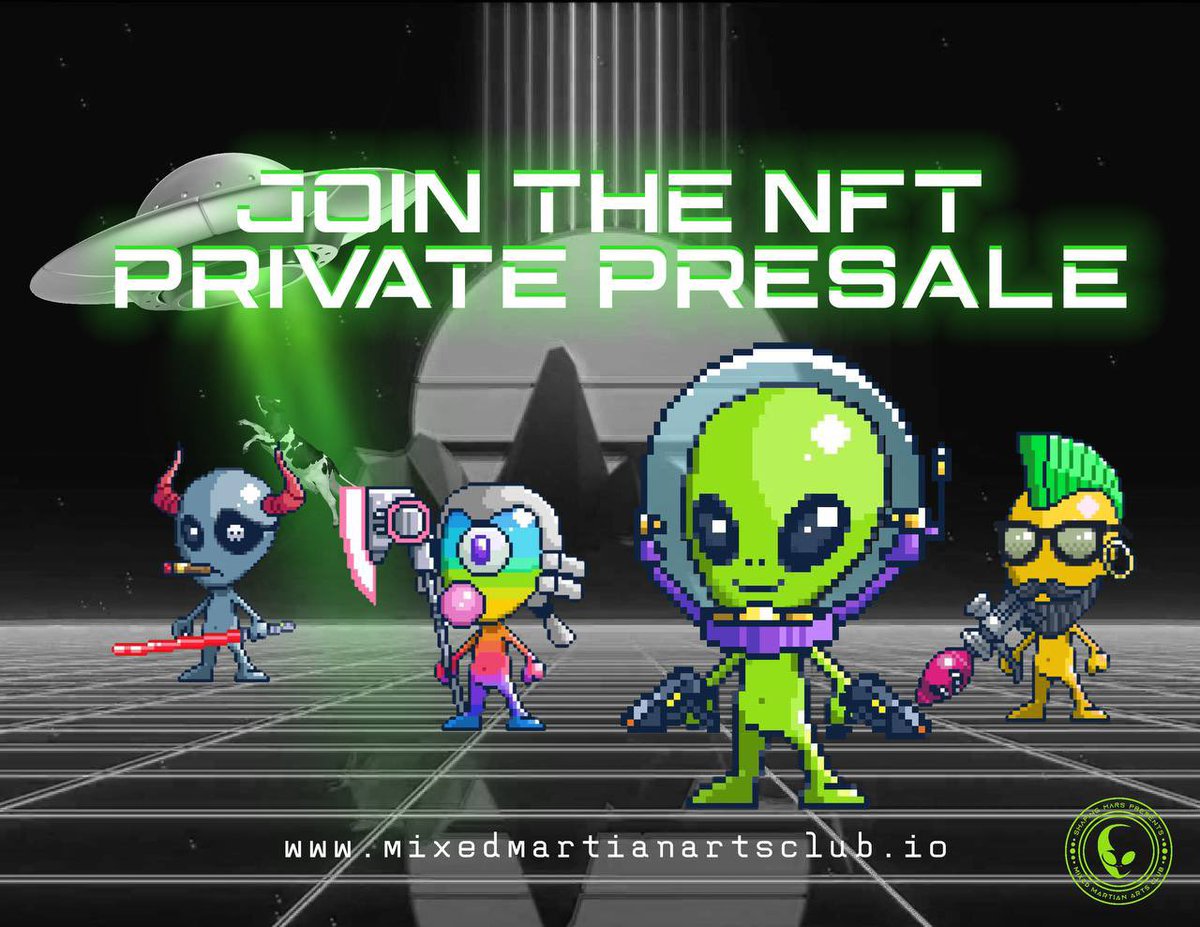 MMARTSCLUB's tweet photo. Get your Meta Martian today before they’re gone 👽🛸
https://t.co/8hTfOOYsYq
#metamartians #meta #martians #mixedmartiansart #SolanaNFT #ethnft https://t.co/VRnaoGbuKN