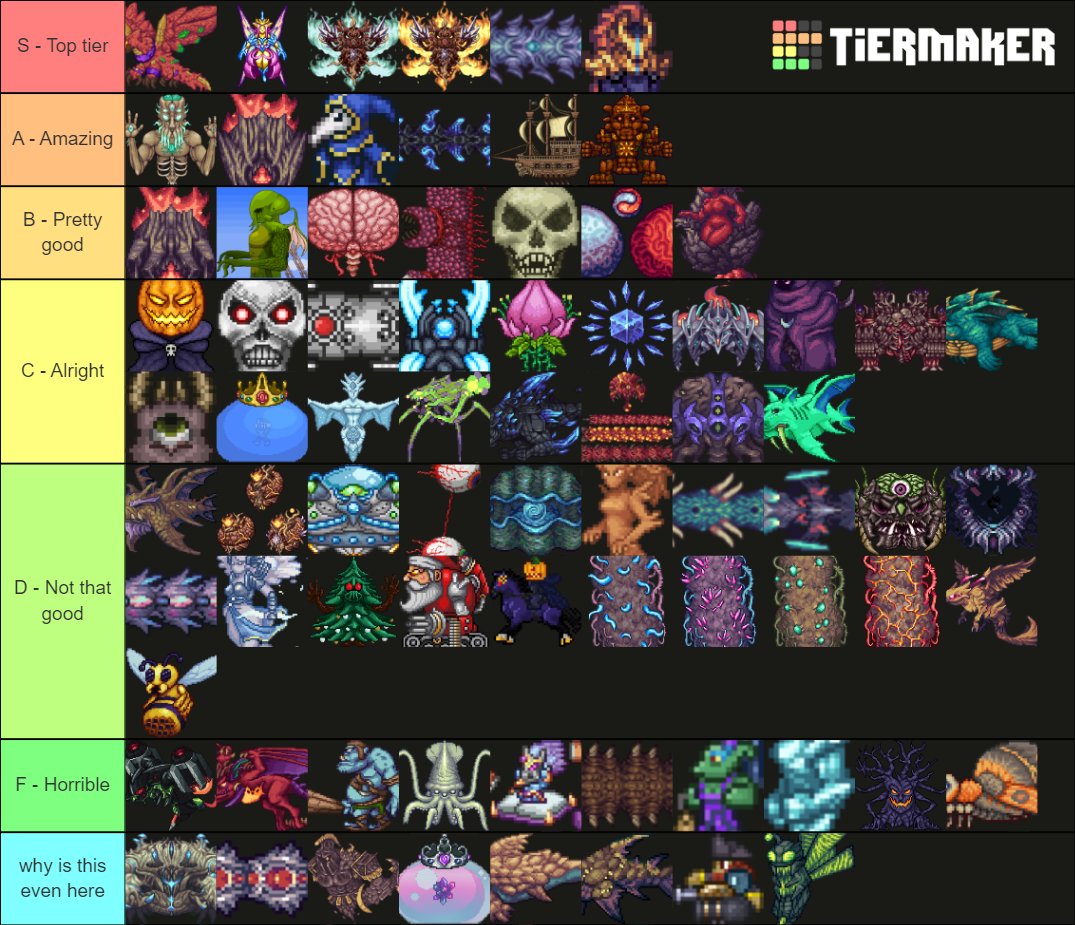 Terraria Tier List 1.4 All Bosses (Minha Tier List de Terraria) Master Mode  