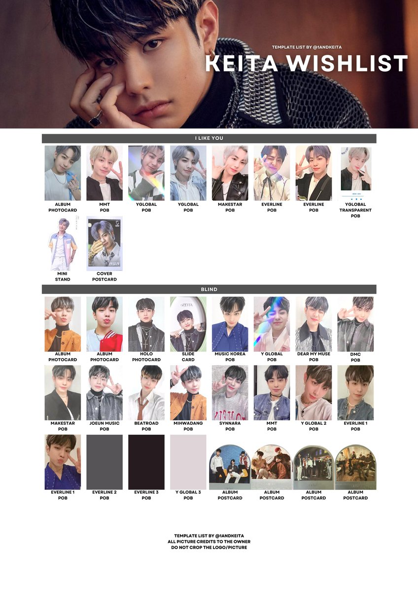 ⚡️Ciipher Keita Wishlist/Photocard Template List💗 케이타 포카