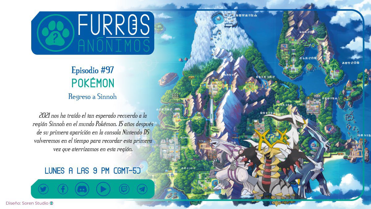 Sinnoh: Una región llena de viejas experiencias potenciadas por #nintendoswitch invitando a viejos y nuevos jugadores a recorrer esta misteriosa parte del mundo Pokémon ¿Estás listo? “POKÉMON: Regreso a Sinnoh”. Lunes a las 9PM por #YouTube! En #furrosAnonimos 🎙🐾