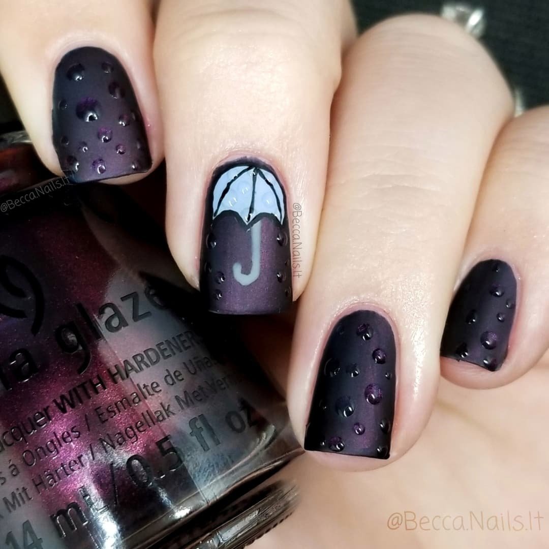 BeccaNailsIt's tweet photo. {Contains PR} @/glamnailschallenge for today is rain!☔ I went with a nice multi chrome base and a little umbrella🥰 https://t.co/QwHVQwz3SM