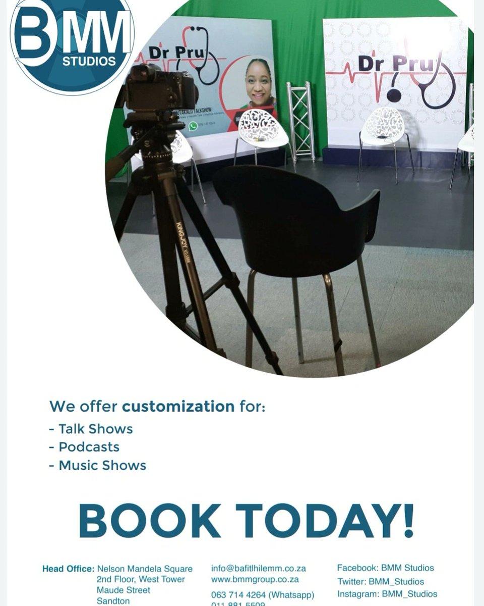 Iskhwama's tweet photo. @Bmmstudios1 is still open for TV Show and Podcast bookings. 

With our fully customizable studio, we bring your vision to life! 

Contact
011 881 5509 
Info@bafitlhilemm.co.za https://t.co/YmrLigHOWb