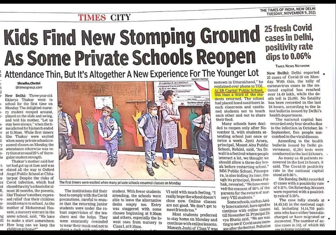 SchoolSRCapital's tweet photo. Times of India covers SR Capital Public School on 9.11.2021
#TimesofIndia #SRCPS https://t.co/mLgSE6e1lc