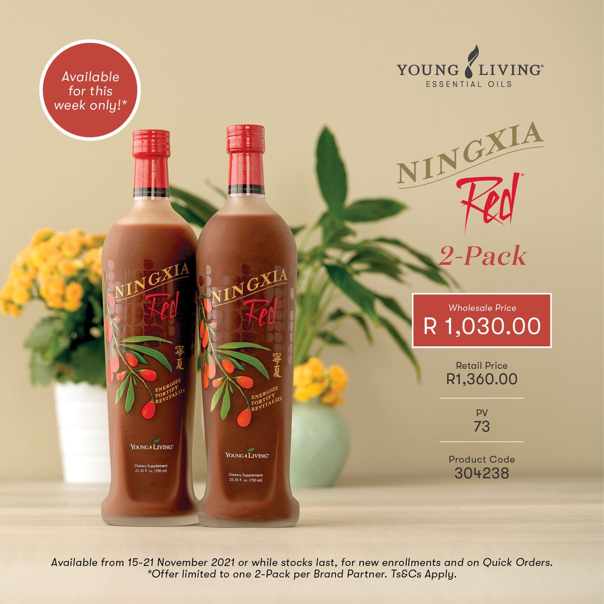 YoungLivingAF's tweet photo. We have a few sayings about the number '2' that we love like, 'Two heads are better than one' and 'Two peas in a pod' but OUR NEW FAVE THING that happens to come in 2's is our #NewlyLaunched #NingxiaRed 750ML BOTTLES!❤️
Available for 1 WEEK ONLY! T&Cs Apply!💡 #YoungLivingAfrica https://t.co/Vv2mLVw1pN