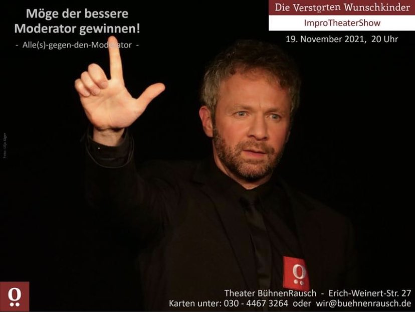 WuKi_ImproShow's tweet image. Unsere 167.#ImproTheaterShow gibt’s am 19.11. (20h) im Theater @buehnenrausch … Wir freuen uns auf das nächste #ImproMatch, dieses Mal gegen unseren Moderator!
#ImproMatch #Improistgeil #BühnenRausch #WuKi