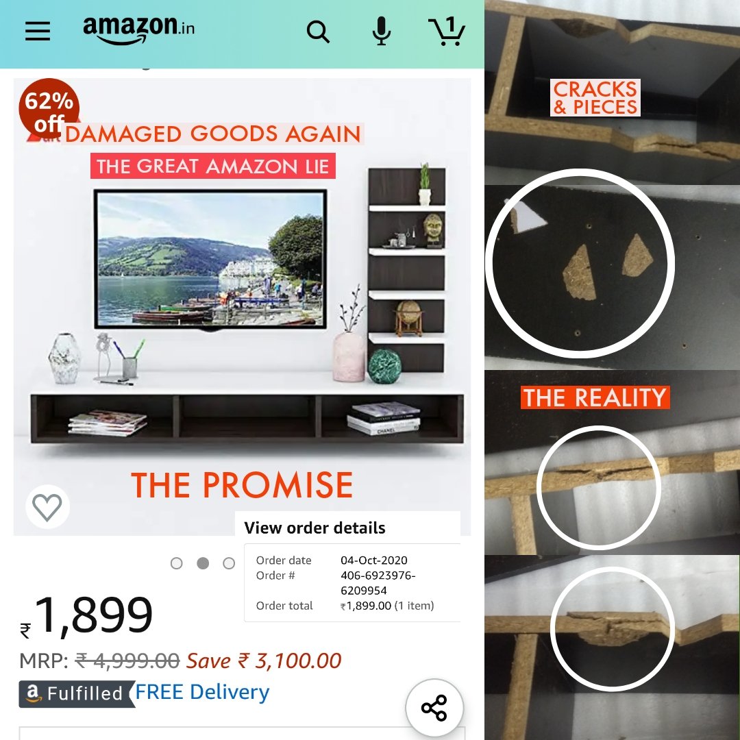 rohitsinghnegi3's tweet image. #DoNotTrustAmazon
They deliver defective goods...Do not let u check the goods....Make u pay.....Then do not refund any thing or replace it. This is still pending. 
#ShadyAmazon