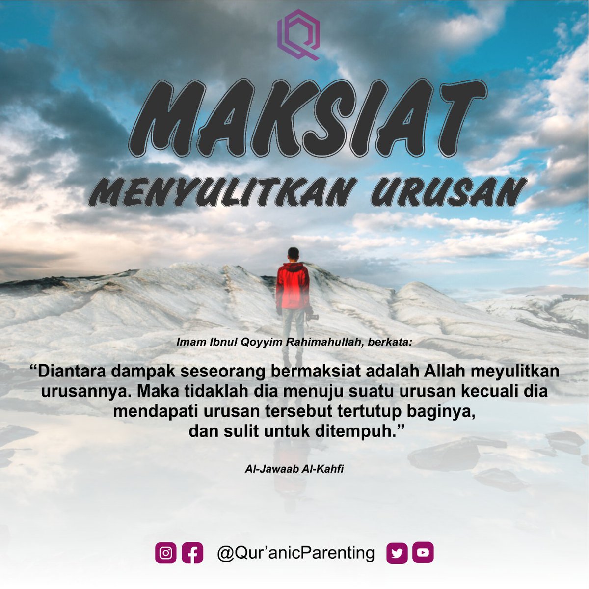 parenting_qur's tweet photo. @parenting_qur, sejatinya bermaksiat akan nyulitkan urusanmu, dan begitu juga sebaliknya, jika kamu beribadah dan berbuat kebaikan dengan ikhlas, maka insya Allah, Allah akan mempermudah urusanmu 
Maka selalu berbuat baiklah, terutama kepada keluarga.
#quranicparenting https://t.co/QLYWabyPwe