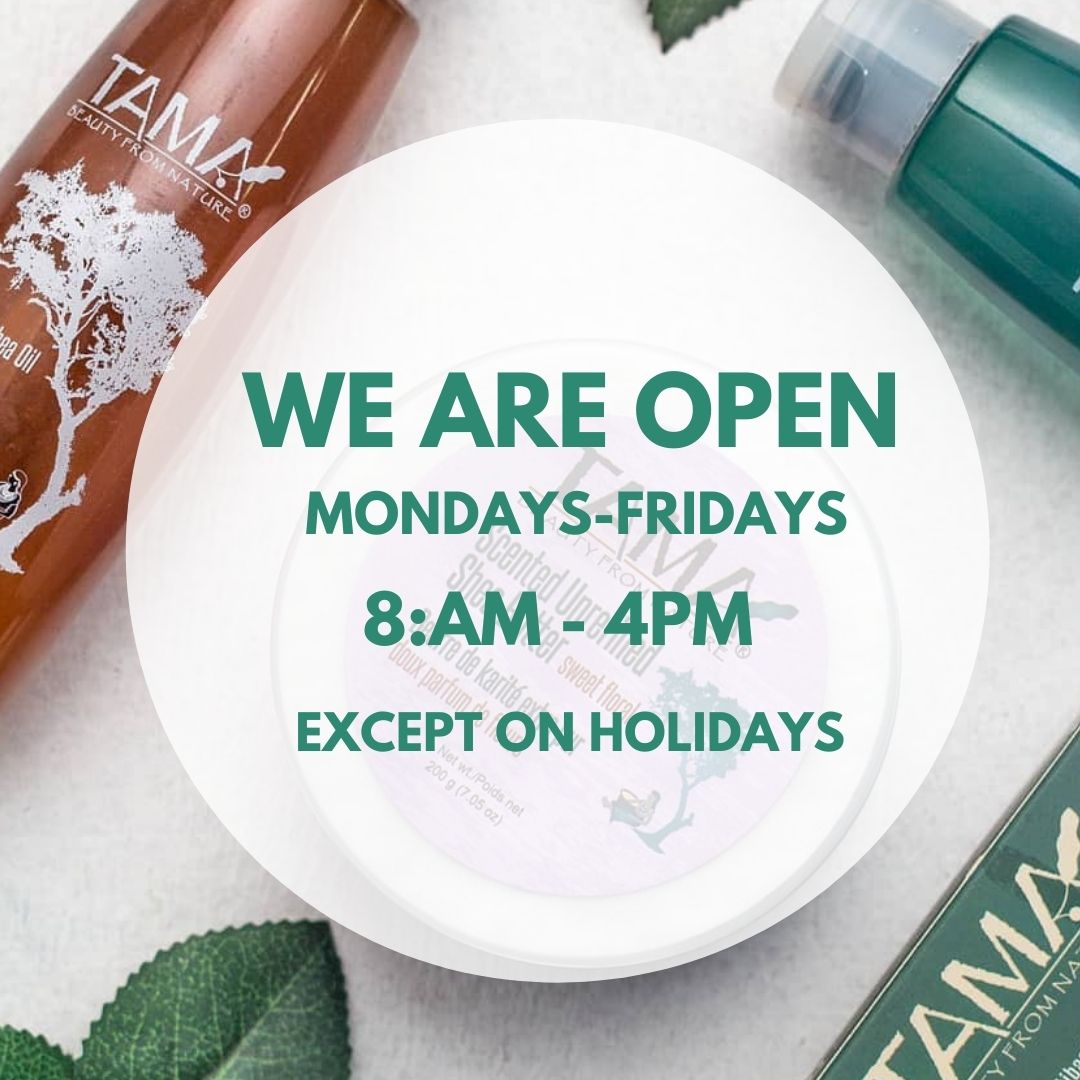 TAMAproducts's tweet photo. It's #Monday and Yes we are open! Contact customer service on +233401697555/ +233268489298. We can't wait to serve you. #TAMAcosmetics #sheabutter #naturalskincare #madeinGhana https://t.co/CTuUWK3ANM