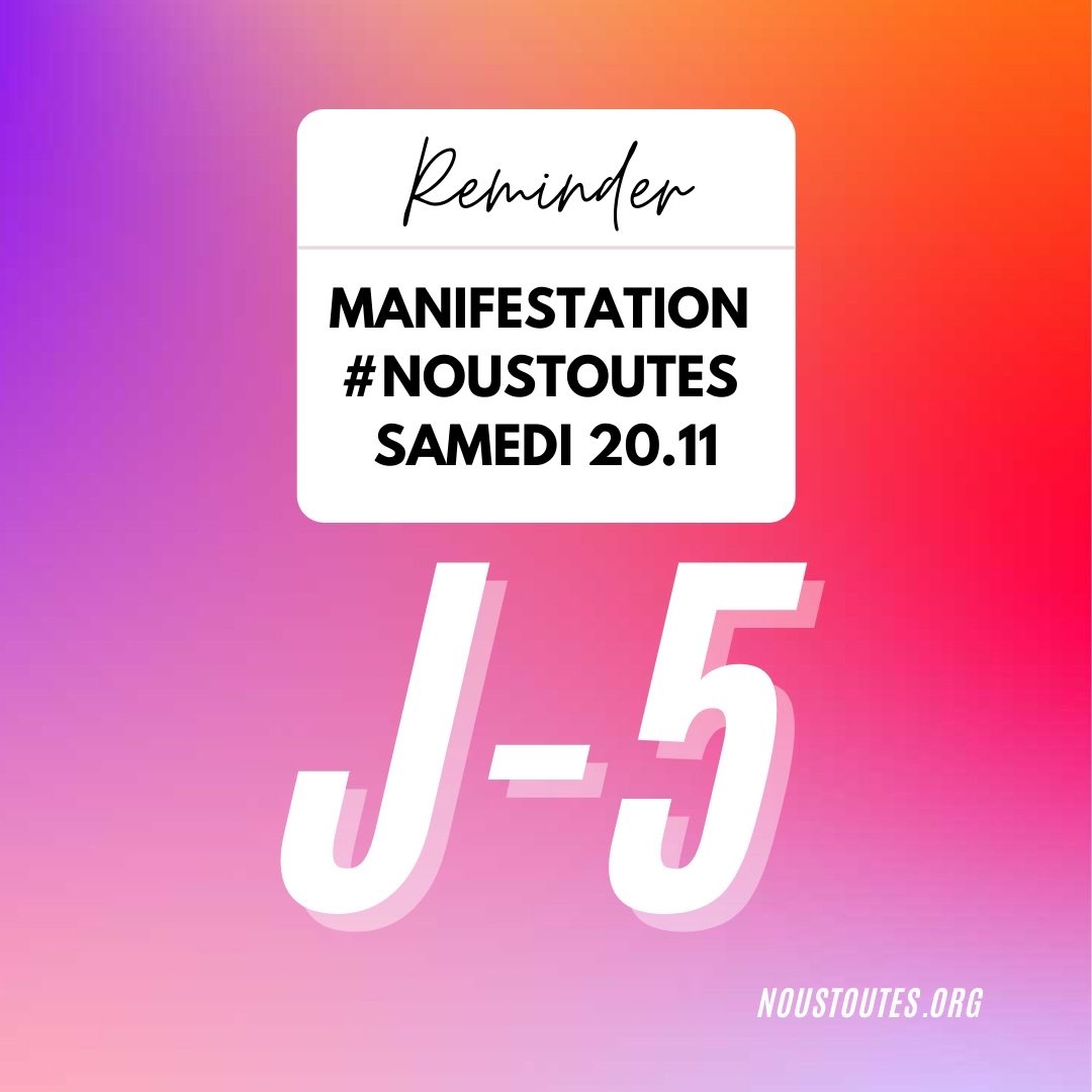 NousToutesOrg's tweet photo. 🔥 J-5 avant la manifestation #NousToutes contre les violences sexistes et sexuelles. 

RDV le 20 novembre à 14h, Place de la République. 

Alors, vous venez avec qui? https://t.co/47uR2QD2Lj