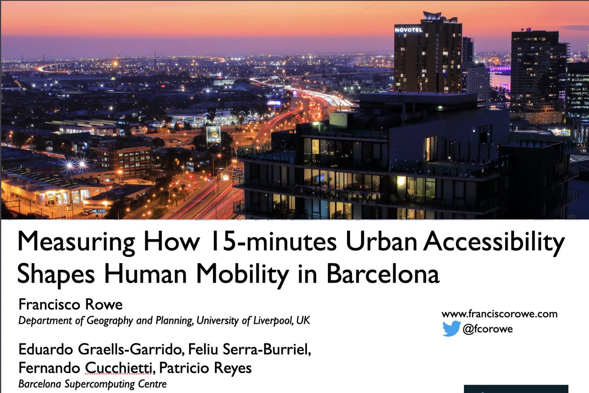 Later today presenting our work on the 15-minute city and human mobility 🚗🚊🚴🏽🚶🏾‍♂️ w/ <a href="/serra_feliu/">Feliu Serra</a>, <a href="/pareyesv/">Patricio Reyes V.</a> &amp; <a href="/thefercook/">Fernando Cucchietti</a> &amp; led by @ZorzalErrante (<a href="/DataScienceUDD/">DataScienceUDD</a>) at <a href="/JonkopingUni/">Jönköping University</a>. 

The paper is published in <a href="/PLOSONE/">PLOS One</a>: doi.org/10.1371/journa… 1/2