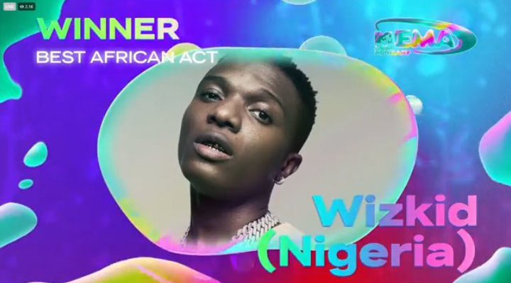 Wizkid has won ‘Best African Act’ at the #MTVEMA.