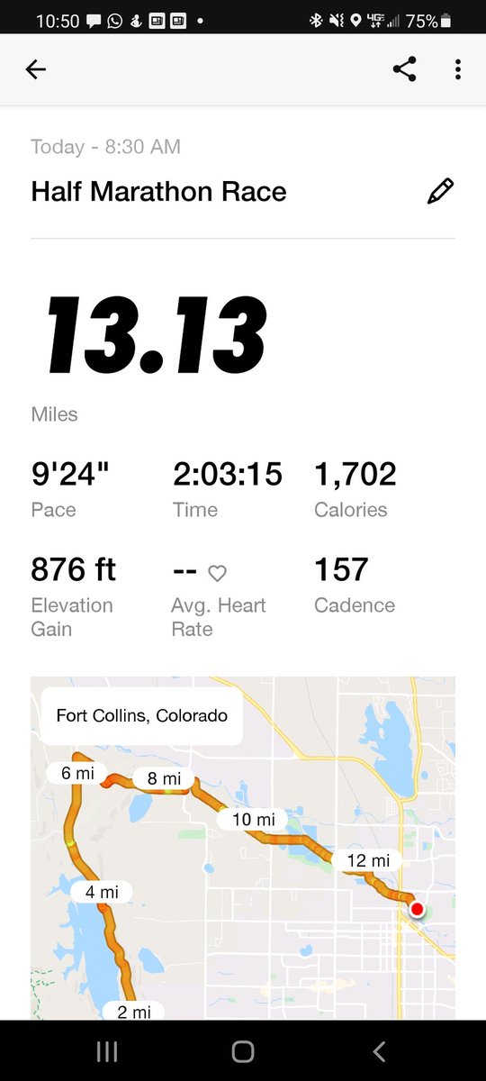 tomlerner's tweet photo. Thank you @bennettrun. 4 days before my 50th and I just completed my first official half marathon at the #horsetoothhalf. 876 ft of elevation and following your guidance I was able to conserve enough energy to run the last 5 miles faster than at any point in the 14 week prgm https://t.co/NS0u7SURPo