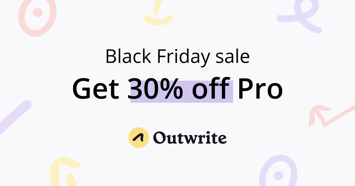 OutwriteAI's tweet image. We're starting Black Friday a little earlier this year 😉. Get 30% off any Pro plan with the promo code "BF2021". Offer ends 29 November 2021. bit.ly/3neQ87q