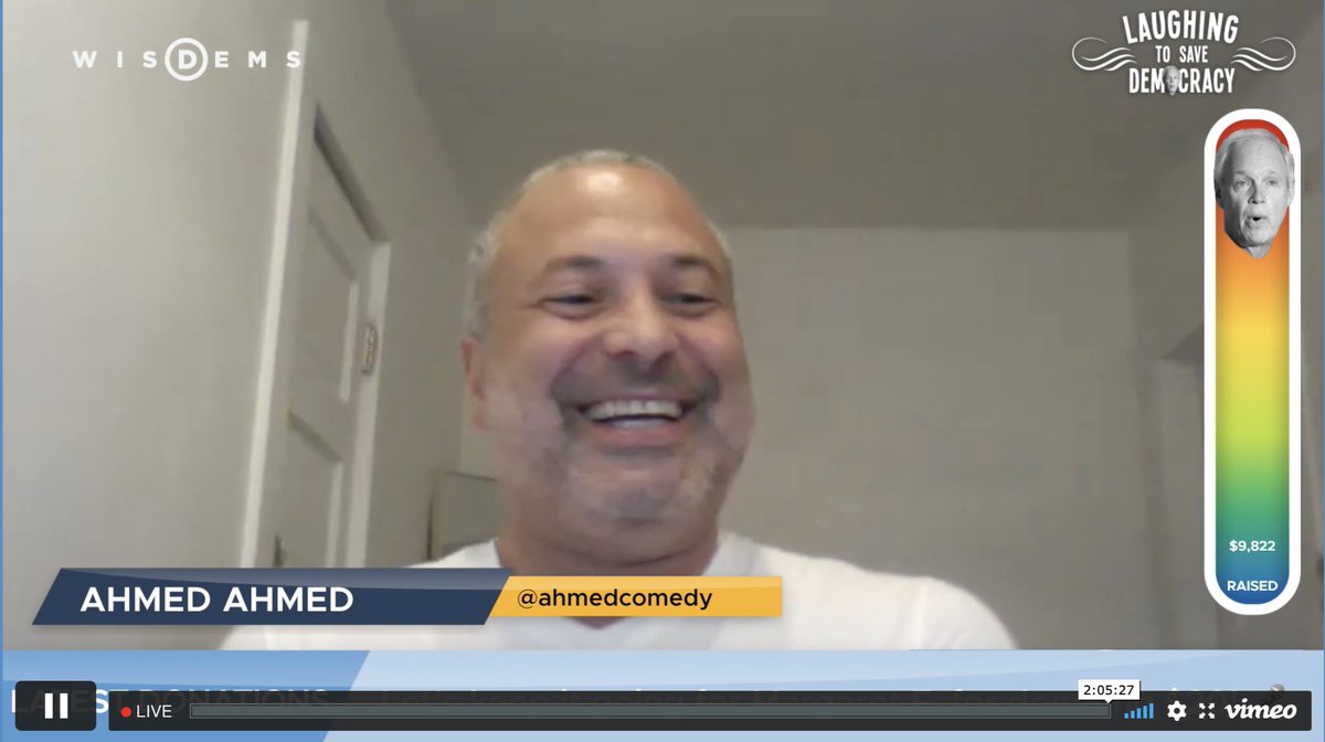 WisDems's tweet photo. LIVE NOW: the hilarious @ahmedcomedy joining us on "Laughing to Save Democracy"! #StandUp4WI
Chip in any amount to come laugh with us tonight! It's not too late—you'll be taken immediately to the livestream after you contribute: https://t.co/OrgHM2iUks https://t.co/GPNNAmKuNo