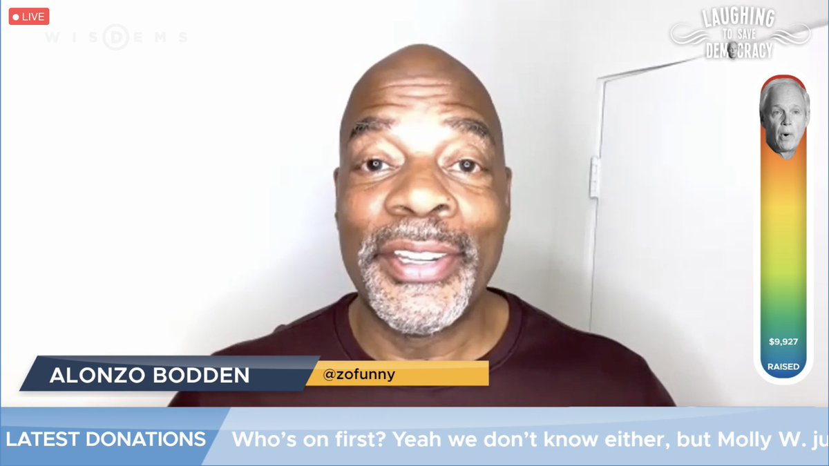 WisDems's tweet photo. "I might have to retire from comedy because... this guy Ron Johnson... I can't beat the stuff coming out of his mouth." -@AlonzoBodden on "Laughing to Save Democracy"!
https://t.co/OrgHM2iUks
#StandUp4WI https://t.co/ij2eYBmXIw