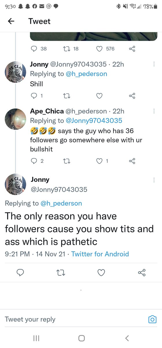 Y'all this guy gets more idiotic everytime he writes something. I only have followers because I show my ass &amp; tits 🤣🤣🤣 when in 90% of my pictures I'm wearing a hoodie &amp; NOT showing my whole body &amp; most of the others I'm in my grey work button up 🤣🤣 GTFOH 🤣🤣