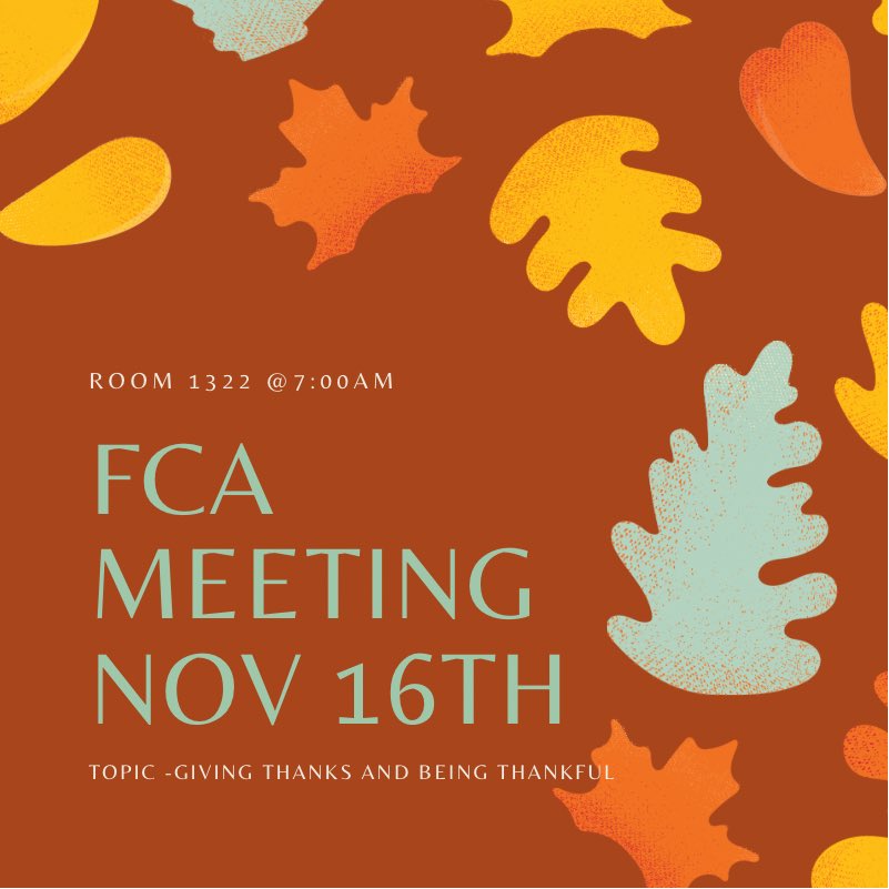 clements_fca's tweet photo. Hey rangers! Our next meeting is this Tuesday at 7:00am in Coach Oakley’s room! See ya there! https://t.co/HFwJJqc0Wi