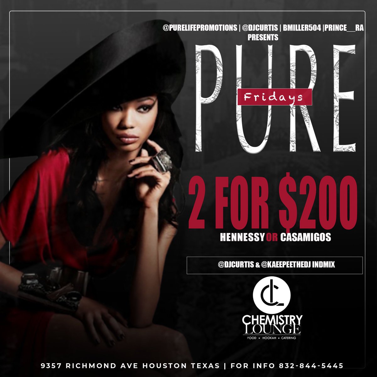 DjCurtis___'s tweet photo. 🚨THIS FRIDAY!!!!!!🚨 WE @ #PUREFRIDAYZ 👯  @chemistry_reloaded_htx 🔥 9357 RICHMOND AVE , HOUSTON TX | #PURELIFEPROMO ✅ | #UH #PVAMU #TXSU 🐯 https://t.co/p32WywHUvk
