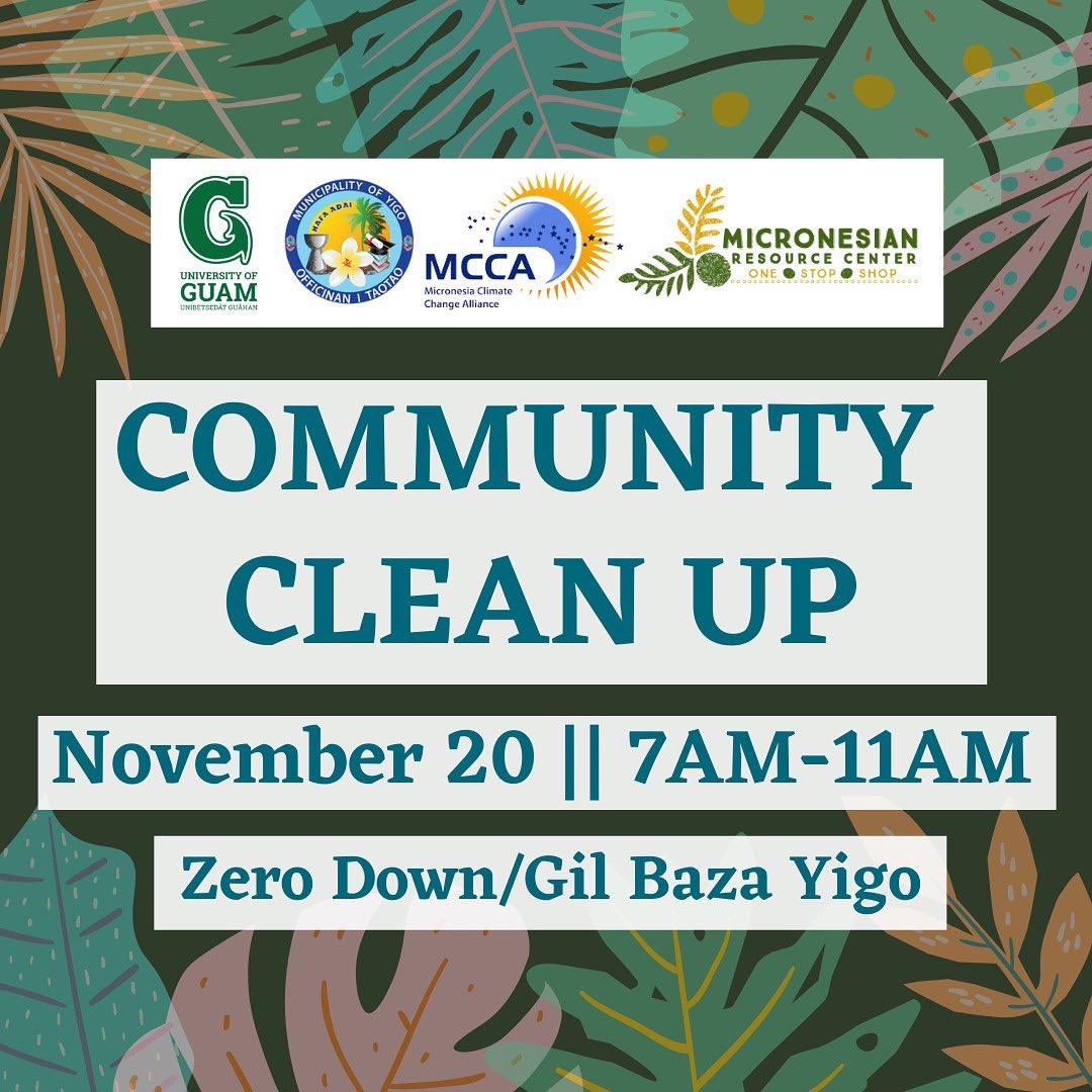 mccaguam's tweet photo. Community Clean Up!
THIS SATURDAY

Date: November 20, 2021
Time: 7-11AM
Location: Yigo *Map Attached https://t.co/dgdicSiThu