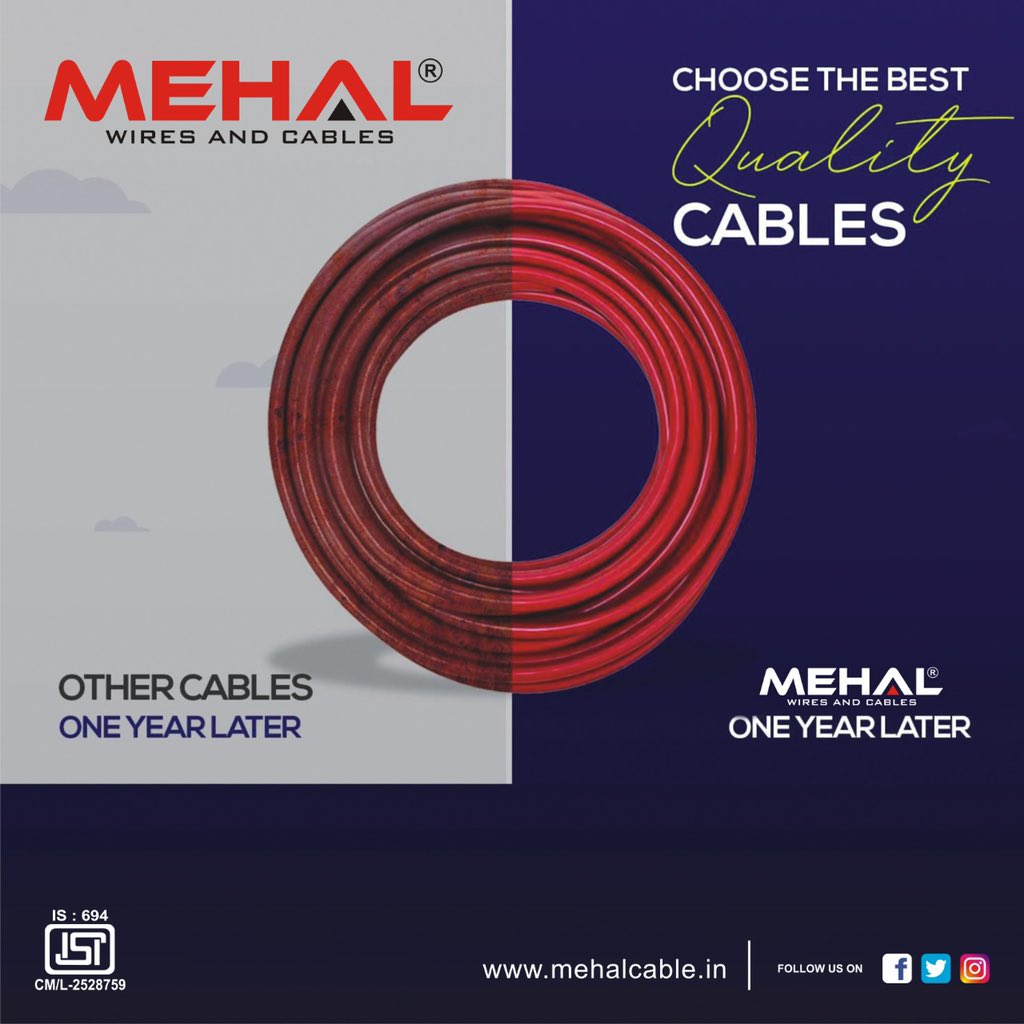 mehalwirecable's tweet photo. Choose the best quality cables 👉 MEHAL wires &amp; cables 🦾🔥 #mehalwires #mehalcables #triplelayer https://t.co/CoctuQ9FM2