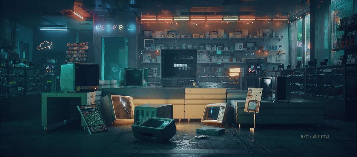 Zaoeyo's tweet photo. some old works, back 2 years ago I was made this rainy neon store sequence for NeighborhoodFilmCompany. mostly using octane 3.06 / Cinema 4D back then. full project : https://t.co/6x3yryQSth https://t.co/1DLoQH23WR