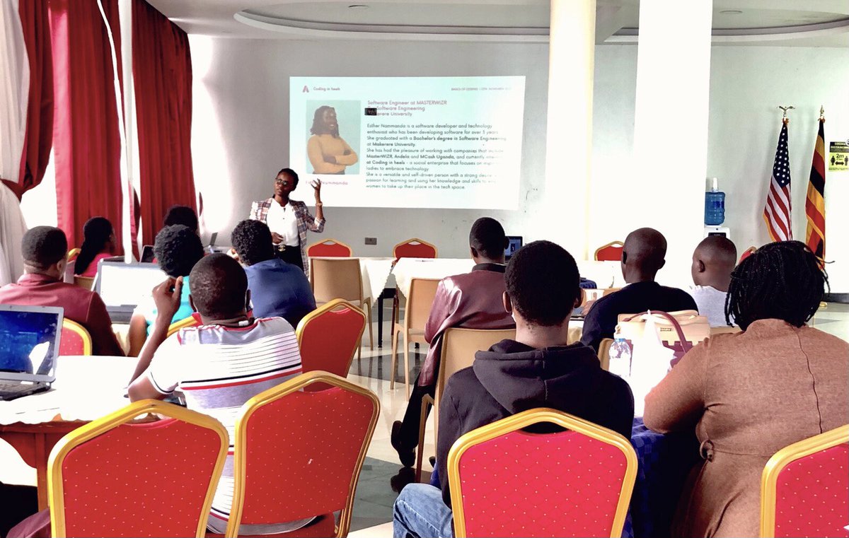 angiemirembe's tweet photo. This weekend, Coding in Heels was invited to facilitate the session on “Basics of Coding” at the Zoohackathon 2021 Bootcamp organized &amp; sponsored by @usmissionuganda in conjunction with various partners. 
Congratulations team Golden Lions on your win. 

 #Codinginheels https://t.co/FFd8oZWdG0