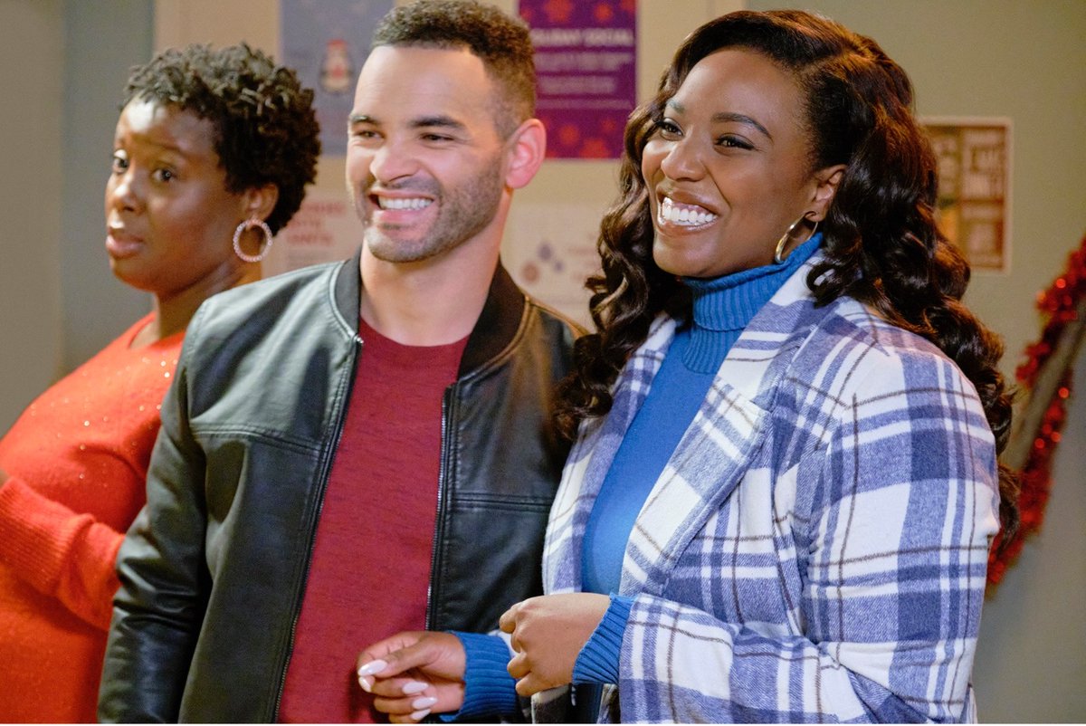 hallmarkchannel's tweet photo. Could Jazmin possibly find romance with best friend Caleb when she co-chairs the Christmas Jamboree in her hometown this year? Starting NOW is the all new holiday movie #AHolidayInHarlem part of #CountdownToChristmas starring #OliviaWashington #WillAdams @Tinalifford! ๐ https://t.co/k39P6QZ4pc