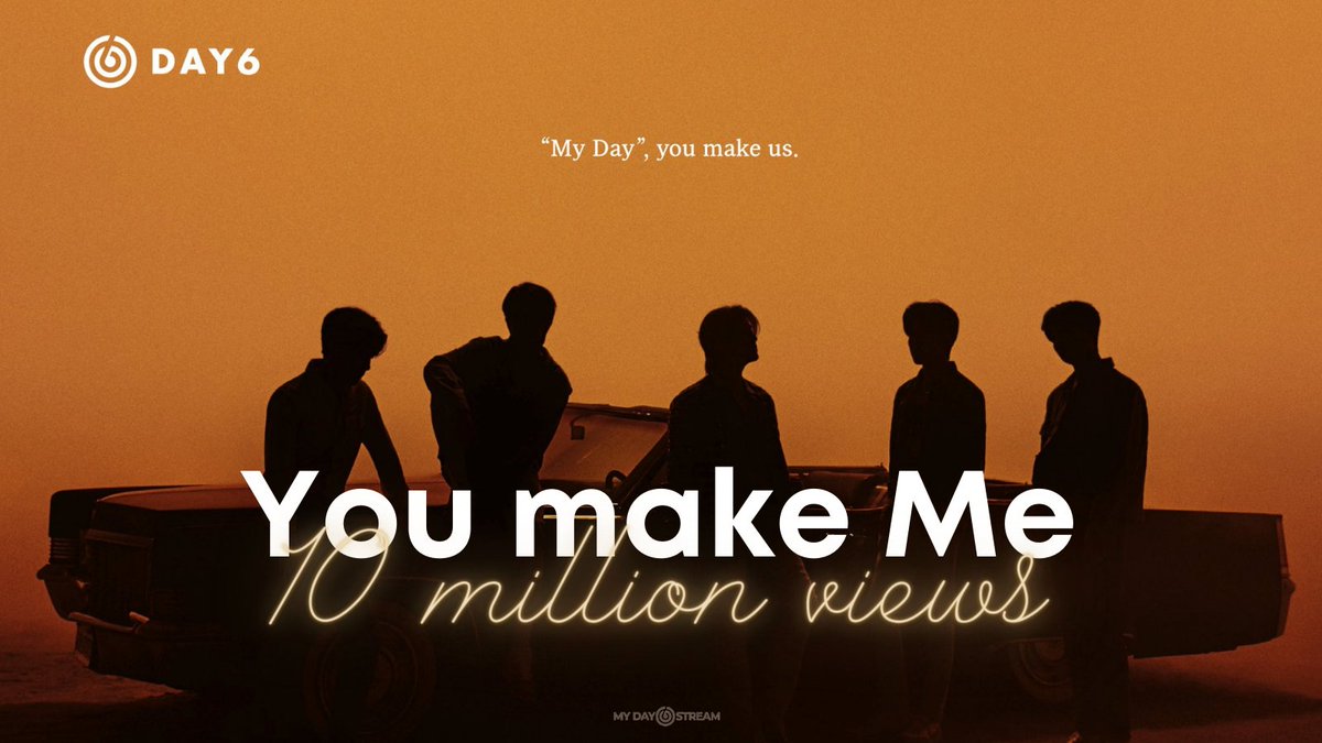 myday6stream's tweet photo. 🧡[DAY6 M/V UPDATES]🧡

DAY6's "You make Me" MV has reached 10M VIEWS! 🥳

🔗https://t.co/T34t85wd4H

Congratulations, @day6official 🎉

Keep streaming, My Days!! 💪

Let's get DAY6 a 2nd Best Band Performance!! 🏆
#DAY6 #데이식스
#YoumakeMe #DAY6_MAMA2021 https://t.co/lp9jFz87Ki
