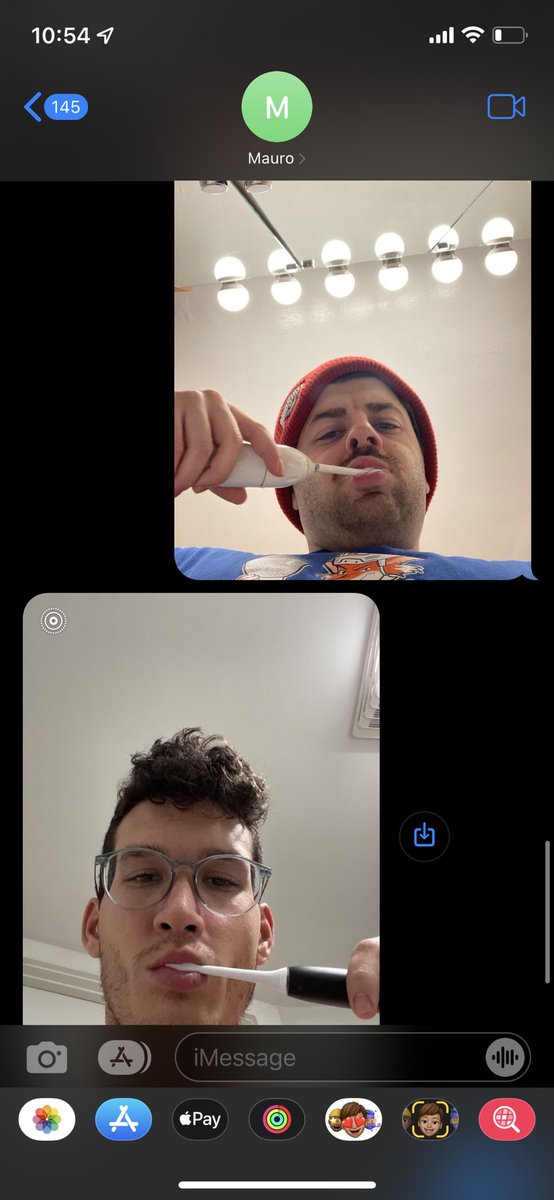 FLITTER's tweet photo. I randomly sent a photo of me brushing my teeth to @mauro_txt and he was brushing his teeth at the exact same time. #justbestfriendthings #boyswhobrush #nocavitygang #๐ฆท https://t.co/wCl72tA1kU