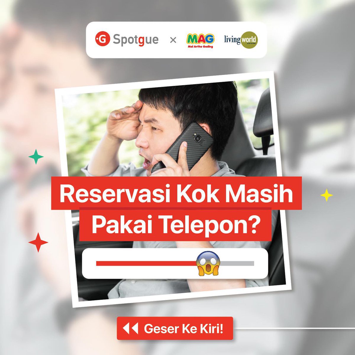 SpotgueOfficial's tweet photo. Reservasi sekarang menjadi lebih mudah! dengan aplikasi Spotgue, kamu bisa membuat reservasi semudah beberapa tap saja! 😍 Bagaimana caranya? Swipe ya!✨ 

#livingworldalamsutera #malarthagading 4.0 #Spotgue #BanggaBuatanIndonesia #PertamaDiDunia #MakingIndonesia 4.0 https://t.co/8ZCxCRlPLB
