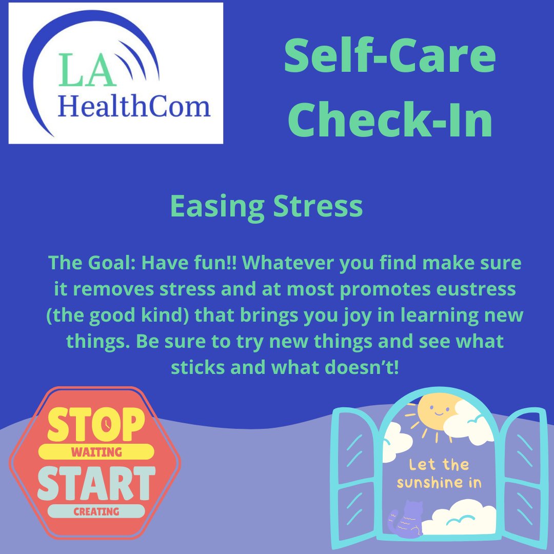 xula_ctsr's tweet photo. One of the ways we can check in with ourselves is by limiting our #stress. One step toward destressing is to find a hobby or activity that brings you #joy. Be kind, Be calm, Be joyful. #coping #resilience #mentalhealth #wellness #destress https://t.co/7ivZRJnP3m