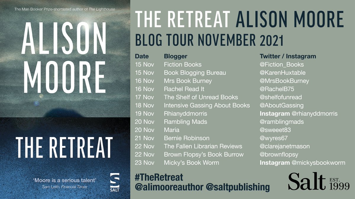 Fiction_Books's tweet photo. #Review #BlogTour #SaltPublishing #AlisonMoore #TheRetreat #HelenRichardsonPR #Goodreads
A short book, with a big 5 star punch!
https://t.co/nRDMCaGOtl
'The Retreat' by Alison Moore
@alimooreauthor @saltpublishing @RichardsonHelen @goodreads https://t.co/yBnG0bnQod