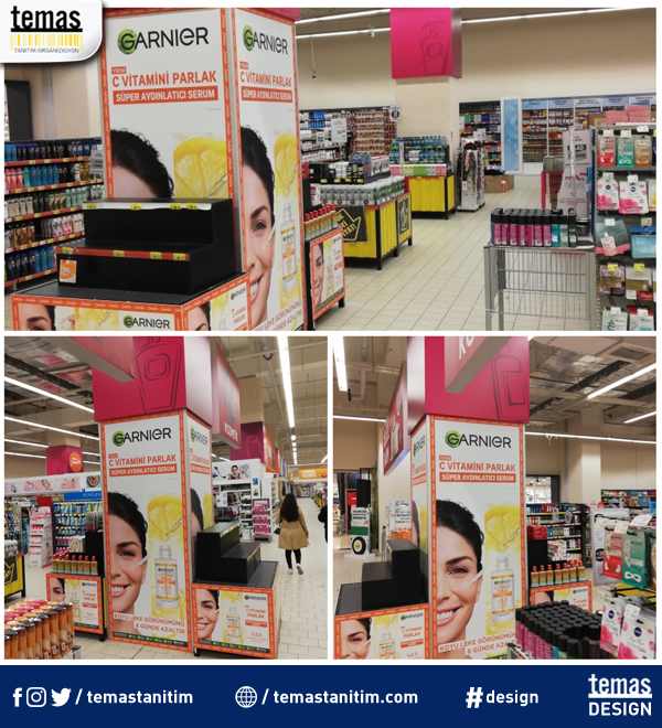 temastanitim's tweet photo. Garnier için Türkiye genelindeki Migros mağazalarında gerçekleştirdiğimiz “Kozmetik Duvarı” uygulamalarımıza Akbatı 5M Migros ile devam ettik! #Garnier #serum #skincare #ciltbakımı #dermokozmetik #Visual #Display #application #Migros #Akbatı #İstanbul #Temas #Design https://t.co/xwWCnoLlAn