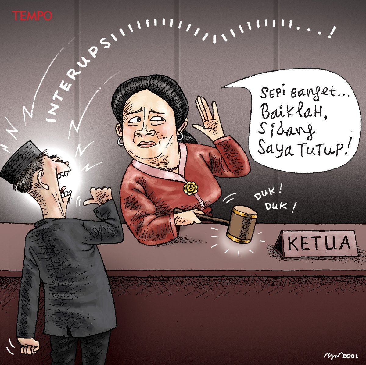 temponewsroom's tweet photo. Madame Anti-Interupsi 

#Kartun #MajalahTempo https://t.co/slK8Ks960N https://t.co/DxAYwEdhui
