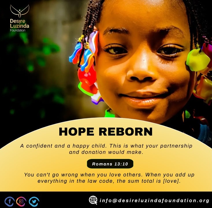 desireluzindaf1's tweet photo. Partner with the foundation today and have your name sealed on a child's heart💝
Contact us via info@desireluzindafoundation.org
#hoperborn
#toloveistolive
#windsofpurpose
#partnerwithustoday https://t.co/NWZdzWGzUM