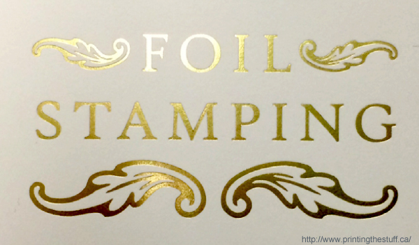 Example of gold foil press printing. Shows metallic finish.