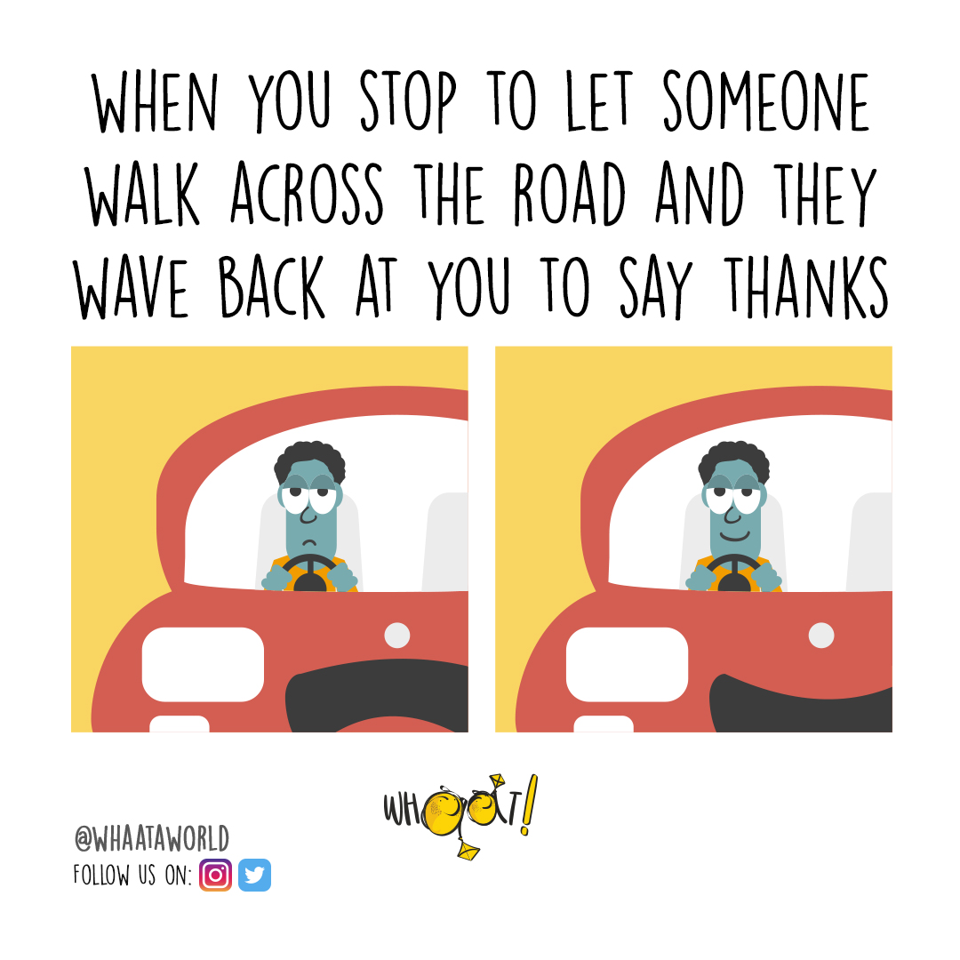 whaataworld's tweet photo. that feeling 😇 #Traffic #feelinggood #whaat #whaataworld #helping #helpingpeople #car #whenidrive #driving #cartoon #fun #humor https://t.co/HcxXSzfn3K