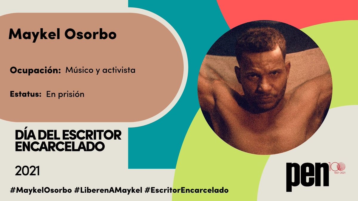 Gracias @pen_int @pen_lac por apoyar al #musico #activista #cubano @MaykelOsorbo349 este Dia del #EscritorEncarcelado. Como muchos cubanos hoy,  #MaykelOsorbo nunca debió haber sido #encarcelado. #LiberenAMaykel @PENCubaExilio #SOSCuba #15NCuba #PatriaYVida #15Nov #15N #15NovCuba