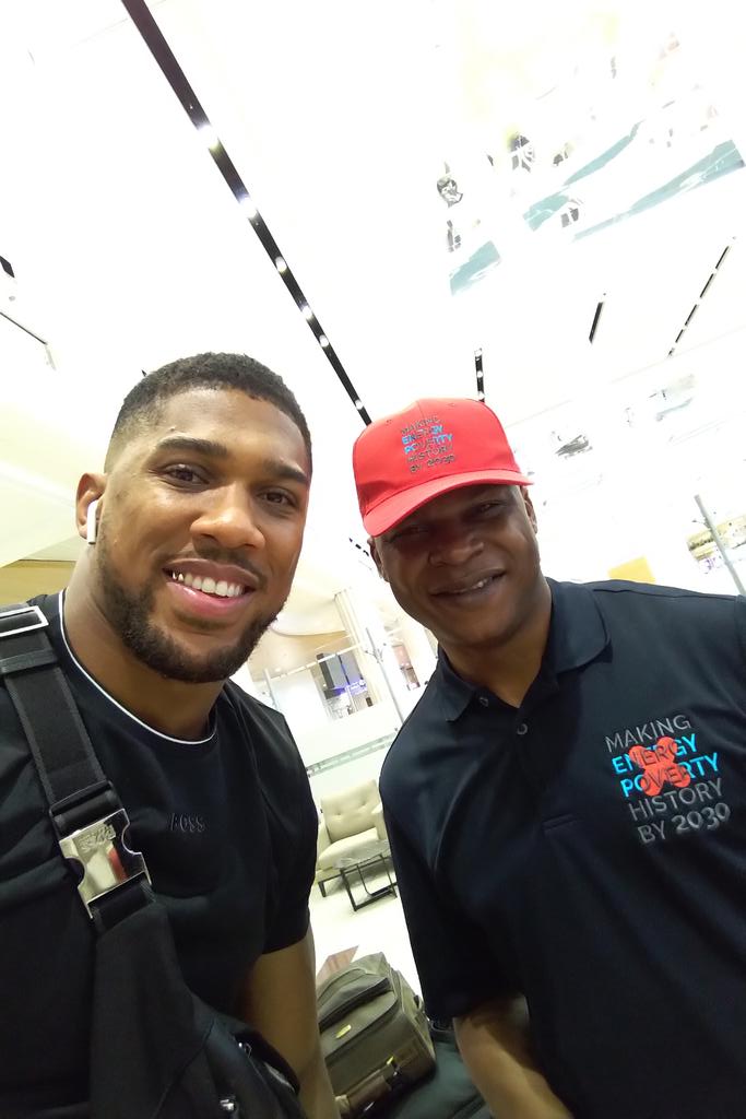 nj_ayuk's tweet photo. Great morning meeting with former heavy weight Champ Anthony Joshua. Amazing discussion about the African Energy Sector and Energy Poverty. He appreciates that we focus on substance and we shared experiences and advise on bouncing back up from a defeat. He loves our work on AEW. https://t.co/s7o0PqSJKg