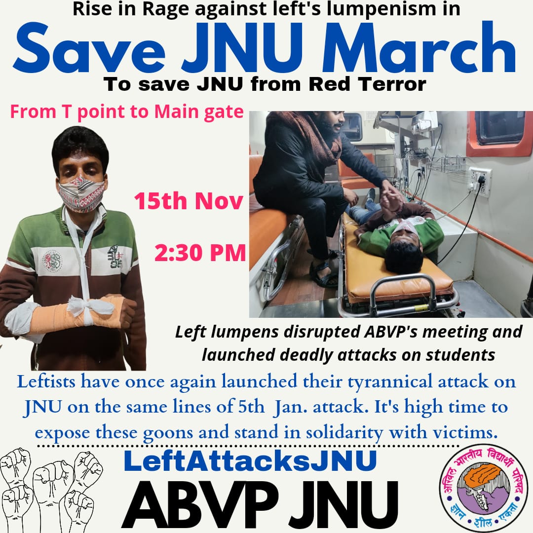Vikash__JNU's tweet photo. Save #JNU from Naxalites
Save JNU from left lumpens
Save JNU from urban naxals
Save JNU from Maoists
Save JNU from Jihadis.
It's our JNU please save it from the dalals of china.
@nidhitripathi92
#SaveJnuMarch
#red_terror
@aajtak @republic @ZeeNews https://t.co/FbY1l5lzcC