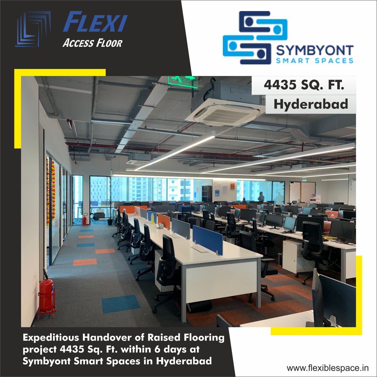 Flexifloor's tweet photo. #Expeditious Handover of #Raised #Flooring project 4435 Sq. Ft. within 6 days at Symbyont #Smart #Spaces in #Hyderabad
https://t.co/ZRdfgK623v
#raisedflooring #accessflooring #datacenter #datacenterinfrastructure #airflow #flexifloor #dataclean #UFAD #datacenters #office https://t.co/wG1Wc9uxMO