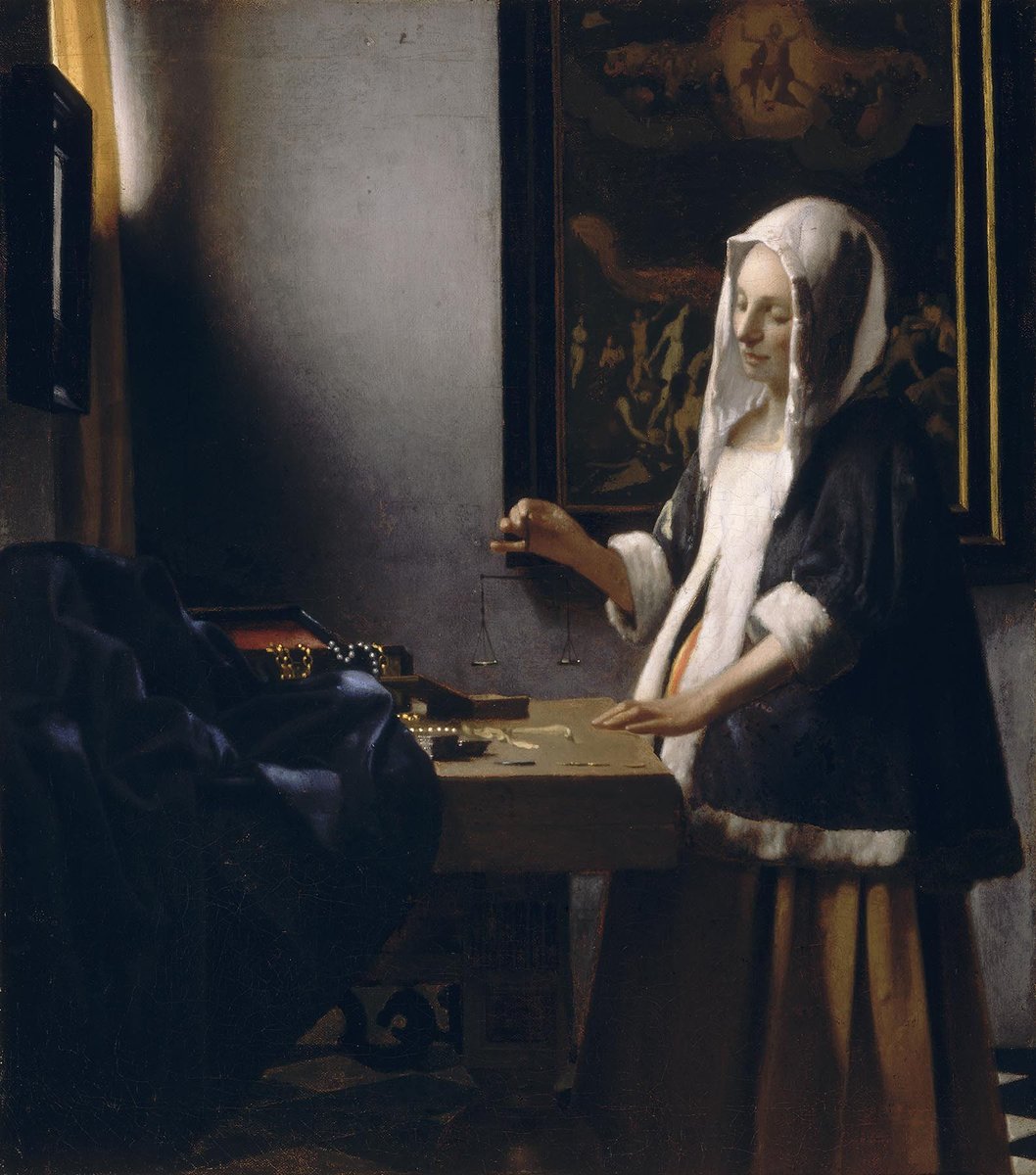 ArtistVermeer's tweet photo. Woman Holding a Balance, 1665 #vermeer #johannesvermeer https://t.co/IxffsBfm50