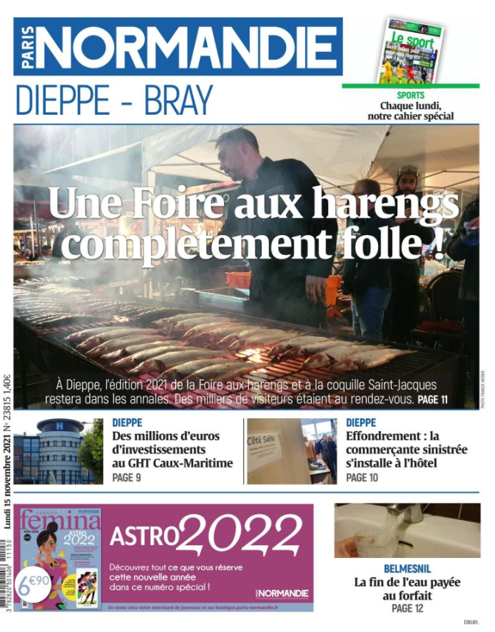 paris_normandie's tweet photo. À la #Une de #ParisNormandie aujourd'hui : retour en images sur la foire aux #harengs et 700 postes à pourvoir près de #Vernon ! #Normandie #Eure #Havre #Dieppe #Rouen #Caux #Fecamp https://t.co/g90QUjPiY1
