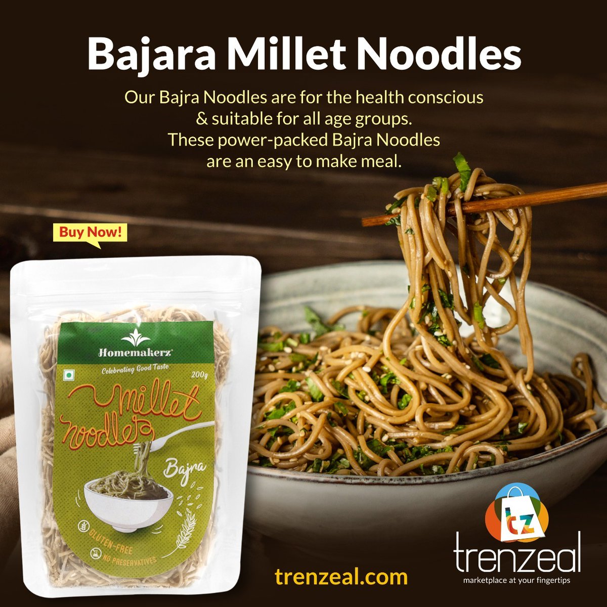 TrenZeal's tweet photo. Bajara Millet Noodles
Our Bajra Noodles are for the health conscious &amp; suitable for all age groups. 
These power packed Bajra Noodles are an easy to make meal.

Visit our Trenzeal Website Now:
https://t.co/kLmY3Jpq5J
Or
Link in Bio ... @trenzeal
.
#trenzeal https://t.co/IagUusuhQp