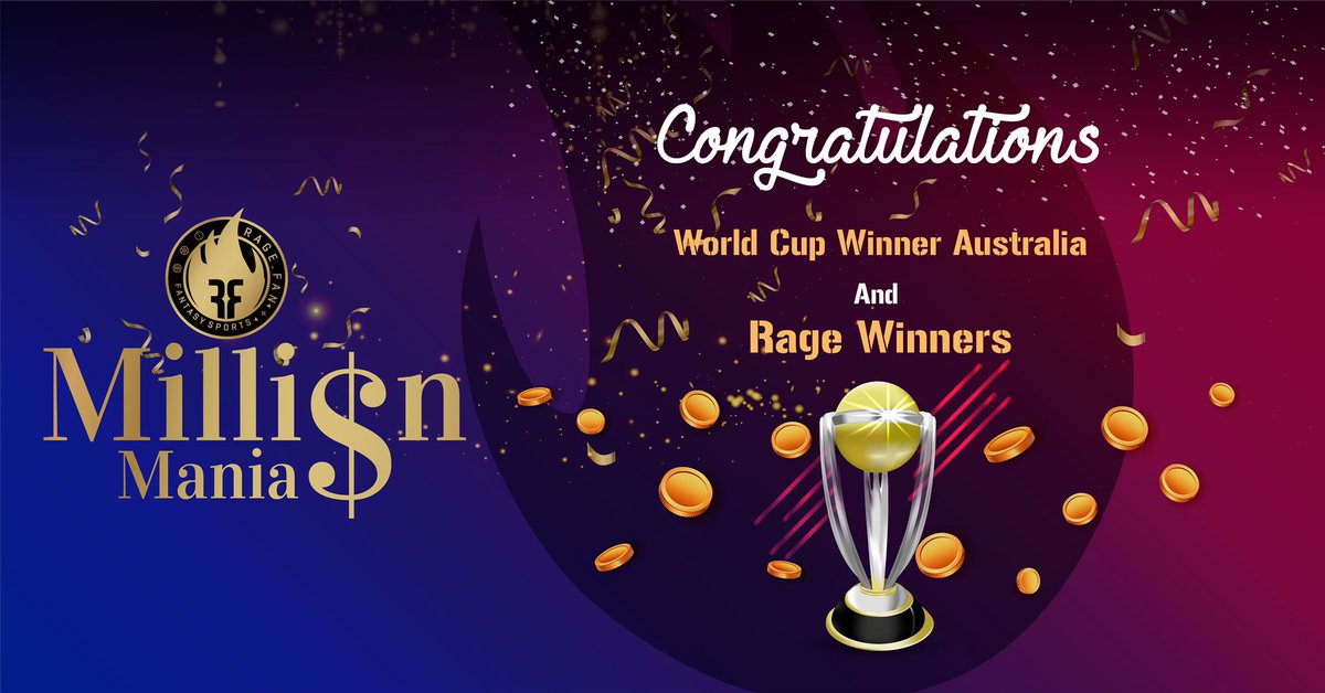 RageFanSocial's tweet photo. Thank you for your overwhelming support and participation. Congratulations to @CricketAus and #RageQuiz winners.
Keep your knowledge up to date. We are starting again in a few days.
#RageFan #Rage #WinRage #T20WorldCup2021 #Aus #T20WorldCupFinal https://t.co/8gQCm4rdA5