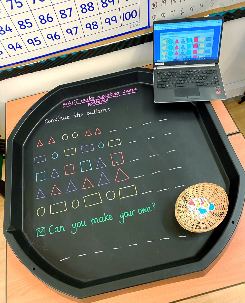 PrimaryStarsEd's tweet photo. Have you used our resources to make tuff tray activities for the children to explore?
This is a super example using our shape cards to build repeating patterns!
#mathstufftray #tufftray #naturalclassroom #neutralclassroom #shapepatterns #year1classroom https://t.co/nzFa8M5Krz