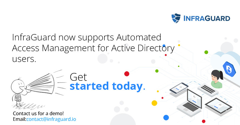 InfraguardIo's tweet photo. https://t.co/id9ulXRGyd now supports Automated #AccessManagement for Active Directory Users. Get started now.
#aws #cloudcomputing #patchmanagement #cloudsecurity #azure #gcp #infraguard https://t.co/QVwuKreuVP