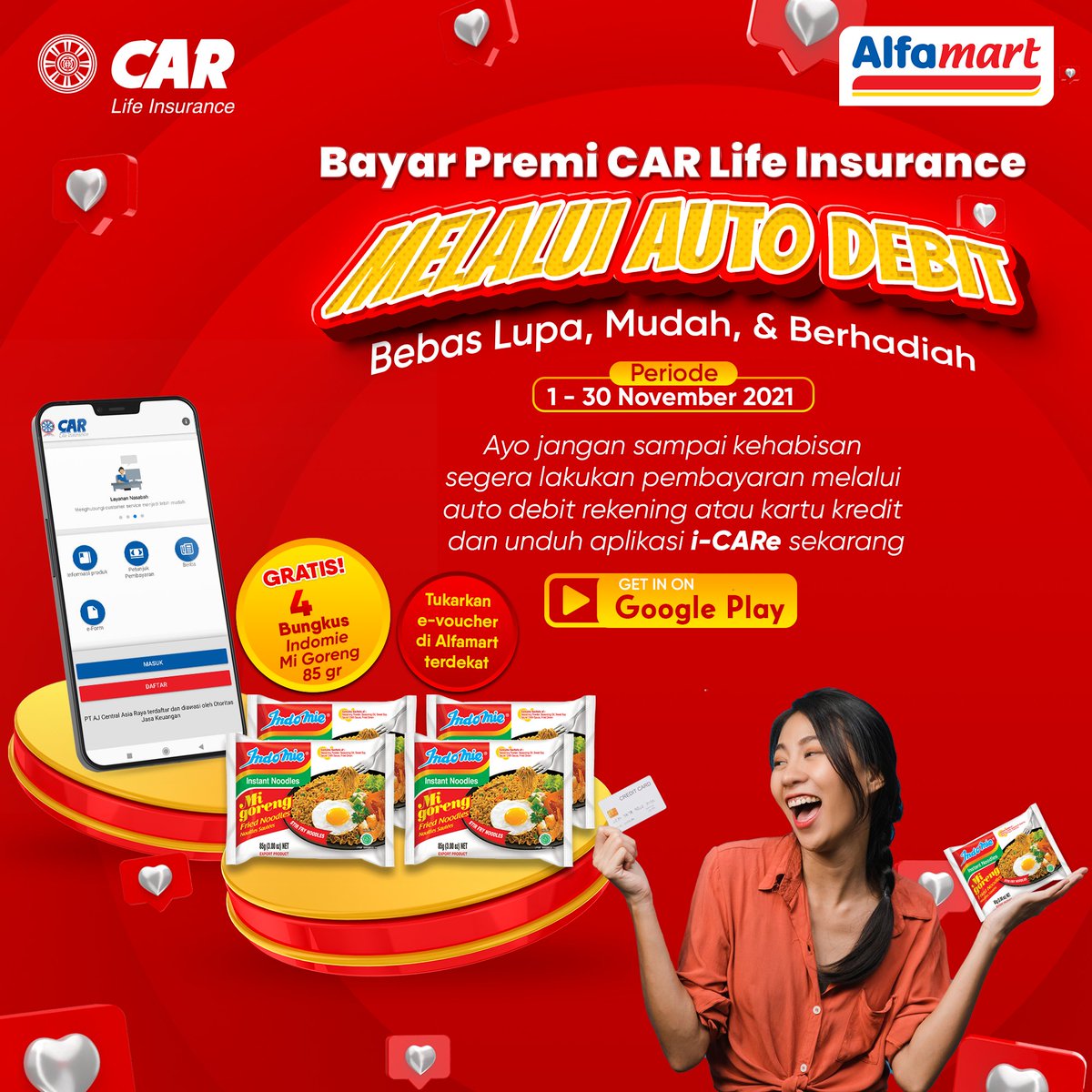 CARLife_ID's tweet photo. ππππππ π πks ππ§ππ¨π¦π’π ππ¨π«ππ§π masih menanti. Ayo jangan lupa cek notifikasi di aplikasi i-CARe. E-voucher diberikan maks. H+5 hari kerja stlh pembayaran berhasil. Info: https://t.co/1EE5FxT0Vr #bayarpremi #semakinbaik #semakinmudah #carlifeinsurance https://t.co/KhKcuRTHdA